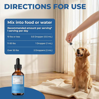 Taurine Supplement for Dogs Drops, Daily Amino Acid Liquid Drops for Heart Function, Muscle Support, Energy Balance & Physical Stability, 60 ml