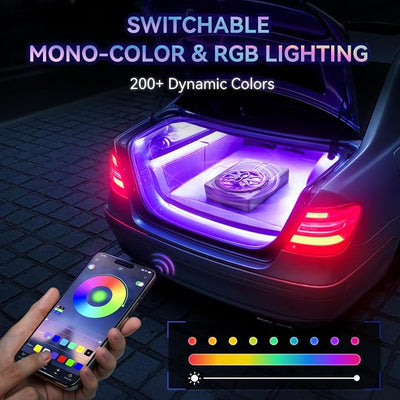 Andeman 1000W Smart Car Subwoofer with Remote & APP Dual Control - 10" Slim Under Seat Powered Bass, 16M RGB Color Lights, Built-in Amp & Hi/Lo Input for Car/Truck/SUV/Jeep/MPV