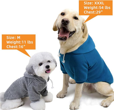 2-Pack Dog Hooded Sweaters & Jackets - Soft Dog Clothes Hoodie for Small/Medium/Large Dogs & Cats | All-Season Comfort & Fit, Stylish Pet Shirts Apparel & Accessories (Blue, Dark Grey, Large)
