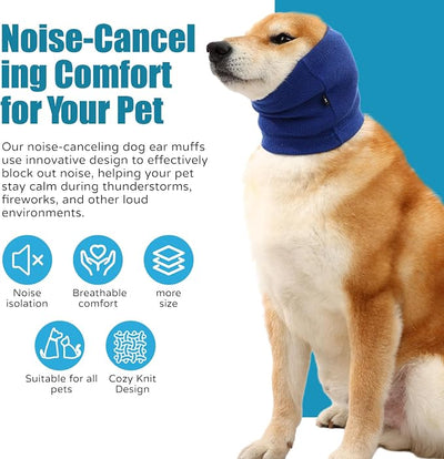 Dog Calming Hoodie Ear Muffs Noise Protection, Dog Hoodie Hematoma Ear Wrap, Ear Covers for Bath, Thunderstorms