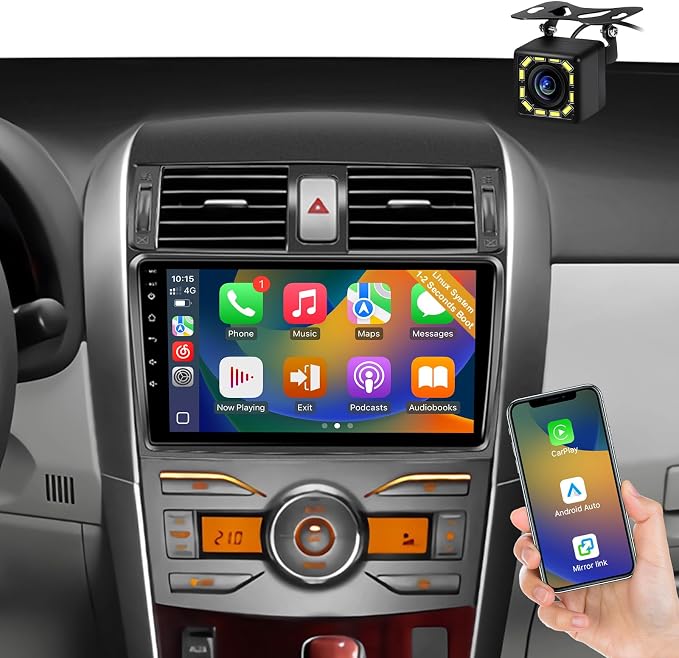 Leadfan Car Radio Upgrade for Toyota Corolla 2009 2010 2011 2012 2013 | Wireless CarPlay & Android Auto Fast Boot Linux 9 inch Touch Screen Corolla Stereo Dash Kit Bluetooth FM SWC+Backup Camera