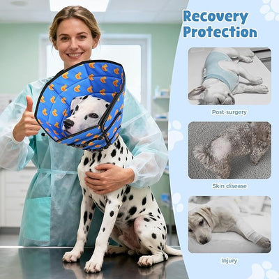 Avont Dog Cone Alternative, Adjustable Soft Comfy Foldable E Cones for Medium Large Dogs After Surgery, Escape-Proof Elizabethan Collar for Surgical Wound Recovery Stop Licking -Duck(L)