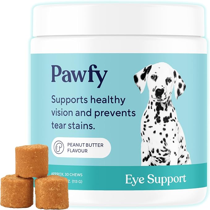 Pawfy Eye Support Soft Chews | Prevent Tear Stains | Support Eyesight | Overall Eye Health | with Luthein, Krill Oil & Astaxanthin