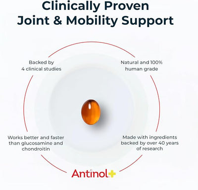 Antinol Plus, Mobility, Hip, and Joint Supplement for Dogs, Green-Lipped Mussels and Krill Oil - Dog Joint Supplement, Better and Faster Than Glucosamine and Chondroitin, 150 Soft Gels
