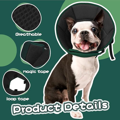 Allroaring Breathable Medium Dog Cone, Comfy Cone After Surgery Green M | Soft Fabric; Hot Spots & Rashes; Stitches Protection; Adjustable Bluckle; Comfy E-Collar Alternative; Foldable for Meals