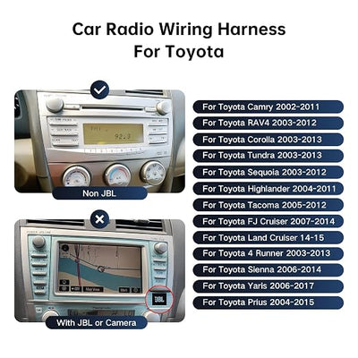16PIN Car aftermarket Radio Wiring Harness for Toyota Camry RAV4 Corolla Tundra Highlander Car Stereo Wire Harness Power Cable Support Android Head Unit Steering Wheel Control