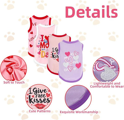 Topbuti 4 Pack Dog Shirts Summer Pet T Shirts Puppy Clothes Dog Clothing Breathable Cat Sleeveless Vest for Small Dogs Cats (Small, Love)