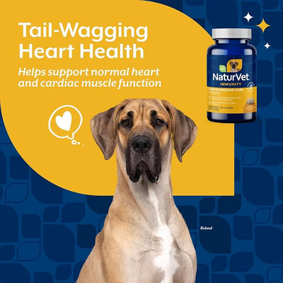 NaturVet Cardiovascular Support Dog Supplement Plus Taurine – Helps Support Dog Heart and Cardiovascular Systems – Includes Antioxidants, Magnesium, Hawthorn, L-Carnitine – 60 Ct.