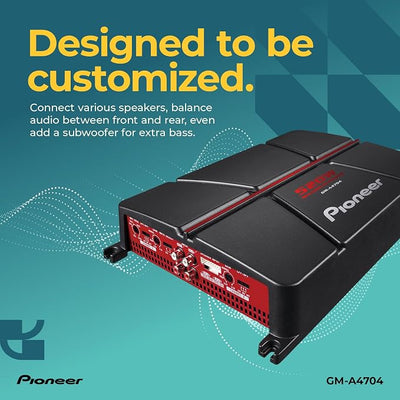 Pioneer GM-A4704 4-Channel Car Amplifier – 520W Max, Class AB, Bridgeable, Variable High-Pass Filter