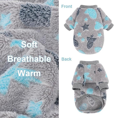 Dog Sweater Glow in The Dark Girl Pink Small Fleece Clothes Winter Soft Thickening Warm Puppy for Dogs Boy Teacup Yorkie Chihuahua (M,Grey)