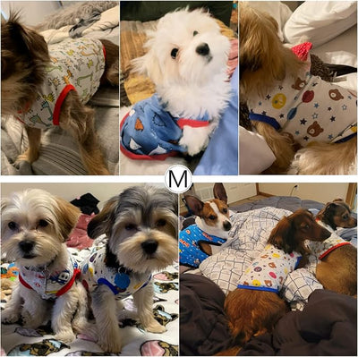 Geyoga 6-Piece Dog Shirts - Cute Printed Cotton Pet Shirts & Sweatshirts for Dogs (M)
