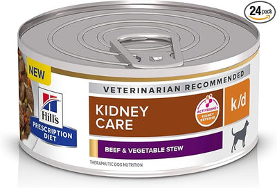 Hill's Prescription Diet k/d Kidney Care Wet Dog Food, Beef & Vegetable Stew, 5.5 oz. Cans, 24-Pack