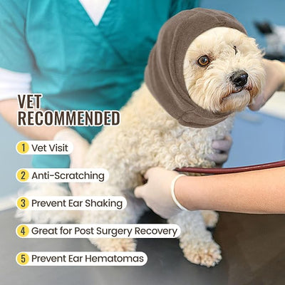 IDOMIK Dog Calming Hoodie No Shake Ear Wraps for Dogs, Quiet Head Covers for Noise Reduction & Anxiety Relief, Dog Ear Covers Muffs Head Wraps for Bath Hematoma Grooming Firework Force Drying