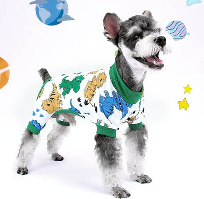 XPUDAC 4 Pieces Dog Pajamas Soft Puppy Pjs Stretchable Boy Doggie Clothes for Small Medium Dogs Cat Pet Outfits, XL
