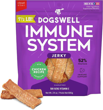 Dogswell Immune System Jerky Dog Treats, Chicken Breast, 24 oz. Pouch
