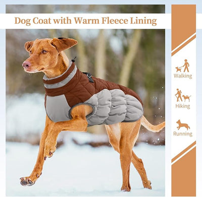 Dog Winter Jacket Cozy Reflective Waterproof Windproof Warm Pet Garment,Comfortable Cold Weather Fleece Apparel Outfits with Zipper Closure for Small Medium Large Dogs Puppy Walking,X-Large