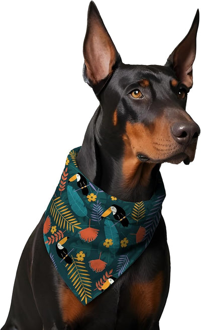 W Brings Bandana for Dogs | This Stunning Gorgeous Design Dog Bandana Scarf is Perfect Styling Accessory for Dogs Large, Medium & Small. One Size Fits All. (Medium - Large, Toucan Jungle)