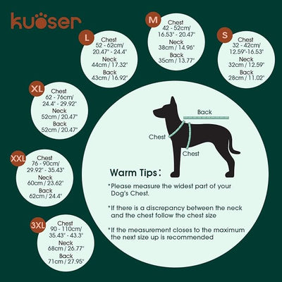 Kuoser Dog Coat, Super-Warm Dog Jacket Windproof Pet Cold Weather Coats for Extra Large Dogs, Fleece Lining Quilted Turtleneck Puppy Snowsuit Reflective Adjustable Doggie Winter Clothes, Grey, 2XL