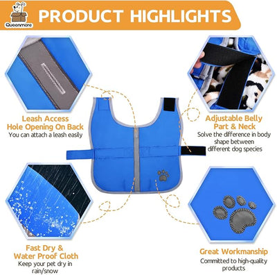 Queenmore Cold Weather Dog Coats Loft Reversible Winter Fleece Dog Vest Waterproof Pet Jacket Available in Extra Small, Small, Medium, Large Extra Large Sizes