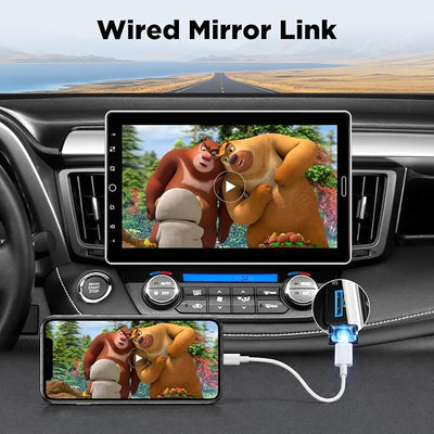 10 inch Single Din Car Stereo 10.1 Touchscreen Radio with CarPlay | Android Auto/Mirror Link/Bluetooth/1080P Screen/EQ Audio/Car Play/SWC +Backup Camera