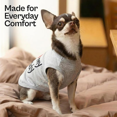 Parisian Pet Dog Shirt - 100% Cotton Shirts for Medium Dogs - Grey Sleeveless Dogs Clothes - Lightweight and Breathable Puppy Clothes - Stretchy Dog Apparel - I Love My Daddy T Shirt for Pet