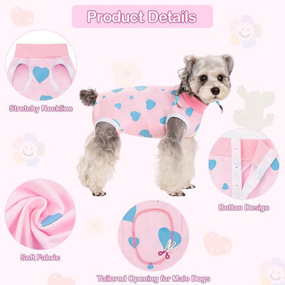Coppthinktu Recovery Suit for Dogs After Surgery, Dog Onesie Surgery Recovery Suit for Female Spay, Soft Surgical Pajamas Bodysuits for Puppy to Prevent Licking Dog Cone Alternative Strawber L