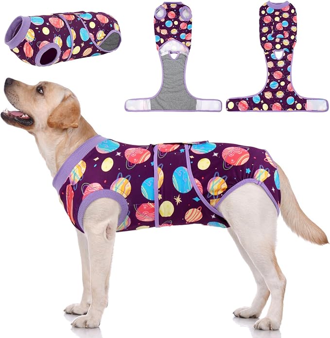 Kuoser Dog Surgery Suit Female Spay, Dog Recovery Suit Male Neuter, Pet Clothes Onesie for Surgery Anti Licking Abdominal Wounds Puppy Surgical Recovery Bodysuit Shirt, Substitute E-Collar & Cone