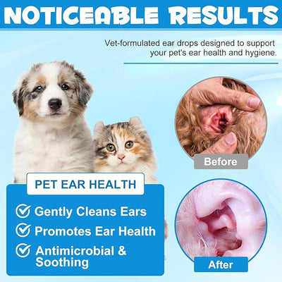 Cat&Dog Ear Infection Treatment Drops - Dog Ear Infections with 1% Hydrocortisone - Dog Ear Infection Treatment, Antiseptic Ear Cleaner for Cat & Dog Ear Cleaning Solution 2fl oz