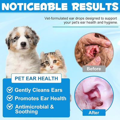 akareni 2Pack Cat & Dog Ear Infection Treatment Drops, Dog Ear Cleaner Drops with 1% Hydrocortisone Soothes Dog Yeast Infection Ear Mites Treatment, Itchy Ear Relief, Odors, for All Ages and Breeds