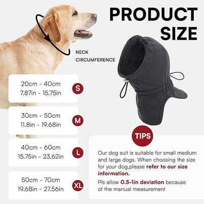 Dog Calming Hoodie Pet Ear Cover, Adjustable Headband for Small Medium Large Dogs, Pet Muffs Head Wraps for Grooming Firework Thunderstorms, Darkgrey XL