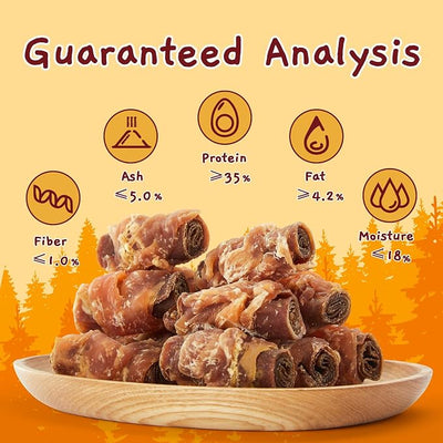 Jungle Calling Multi Flavor Rolls Dog Treats, Made with Real Chicken Duck Beef Meat, Peanut Butter Flavor Rawhide-Free Dog Snacks, Health Skin and High Protein Dog Treat, 10.6 oz