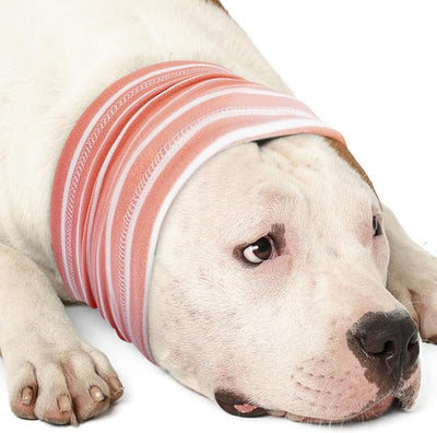 Nanaki Calming Hoodie Dog Grooming Ear Cover Anxiety Relief-No Shake Dog Ear Wrap Hematoma, Striped Head Wrap Snoods for Noise Protection, Bath, Fireworks, Thunderstorm, Blow Drying, Warm-Keeping