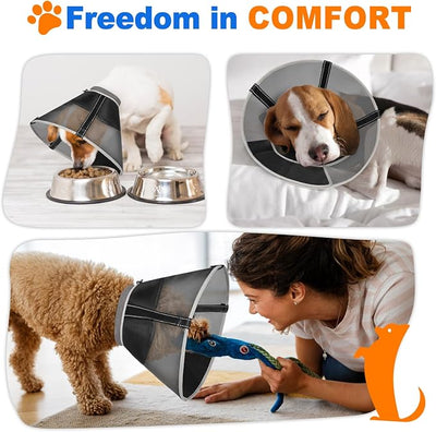 Breathable Mesh Dog Cone Collar for Surgery, Soft Elizabethan Recovery Alternative to Stop Licking,Pet Neck Collar for Large Medium Small Breeds, M