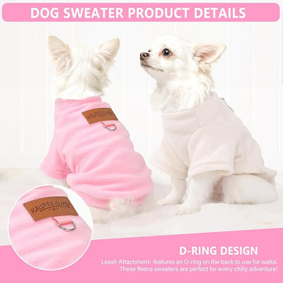 2 Pieces Dog Sweater Fleece Dog Winter Clothes for Small Dogs Girl Boy Turtleneck Puppy Sweatshirt Pet Pullover Sweaters Cat Apparel Clothing,XS, (Beige+Light Pink)