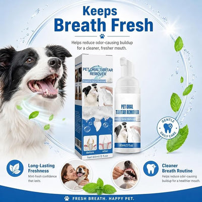 Pet Oral Tartar Remover, Pet Dental Foaming Care Spray, Oral Spray for Dogs Teeth Cleaning, Breath Freshener,Support Healthy Gums, No Brushing Needed Pet Dental Care Spray (2pcs)