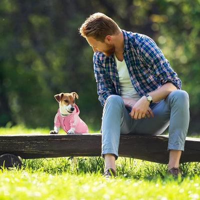 Dog Hoodie Security Clothes 4 Legs Jumpsuit Sweatshirt Soft & Warm Dog Outfit Pullover Dog Winter Clothes Sweater for Small Medium Large Dogs Cats (Pink, Medium)