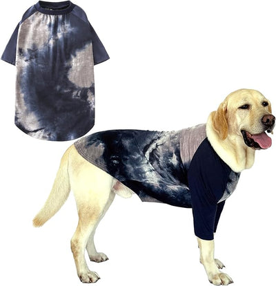 Dog Cotton Black Grey Tie Dye T-Shirts Soft and Stretchy Breathable Pet Shirt Pajamas Pets Clothes for Large Dogs,3XL Grey