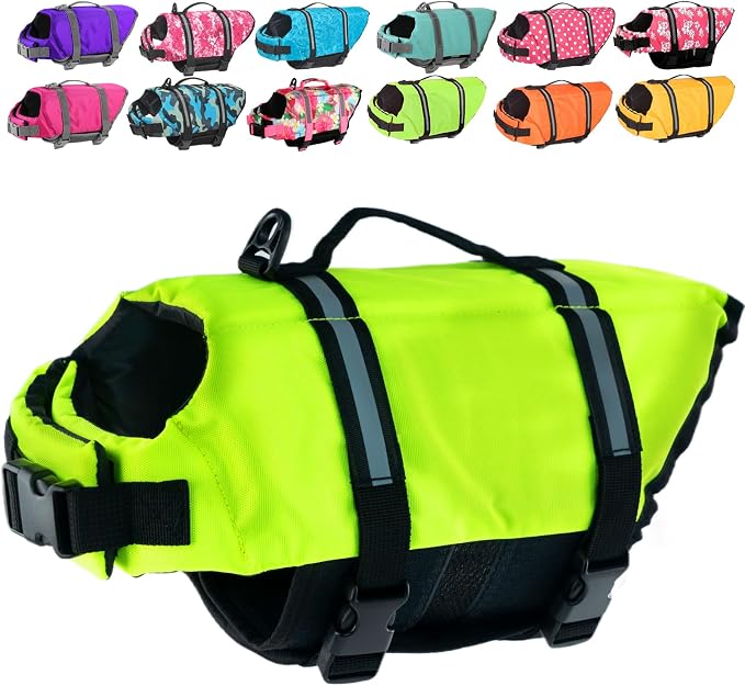 Doglay Dog Life Jacket with Rescue Handle, Dog Life Vest for Swimming Boating, Adjustable Reflective Puppy Swim Vest with Superior Buoyancy for Small Medium Large Dogs