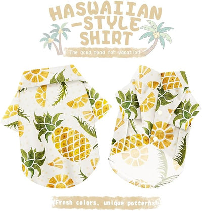 Hawaiian Dog Shirt – Lightweight and Breathable Summer T-Shirt with Tropical Prints, Fun Beach Outfit for Small, Medium, and Large Dogs, Perfect for Hot Days and Outdoor Vacation.Pineapple S