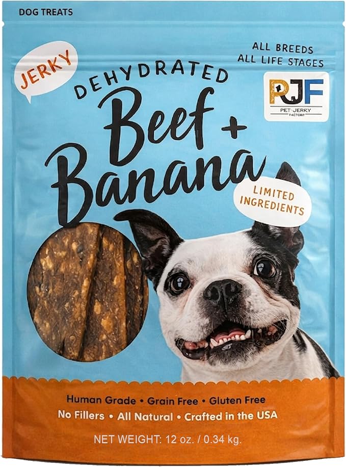 Beef & Banana 12 oz. Dog Jerky Treat | Human Grade | High Protein