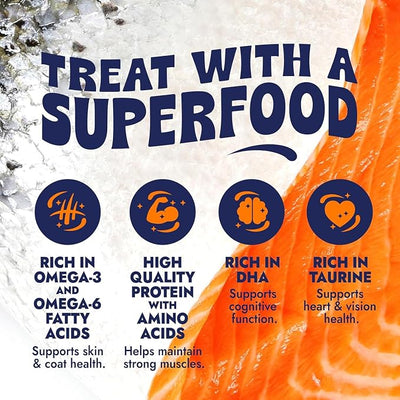 Finfare Freeze Dried Salmon Dog Treats, Protein & Omega-3s, Grain Free Salmon Dog Training Treats, Crafted in USA, Nuggets - 4oz