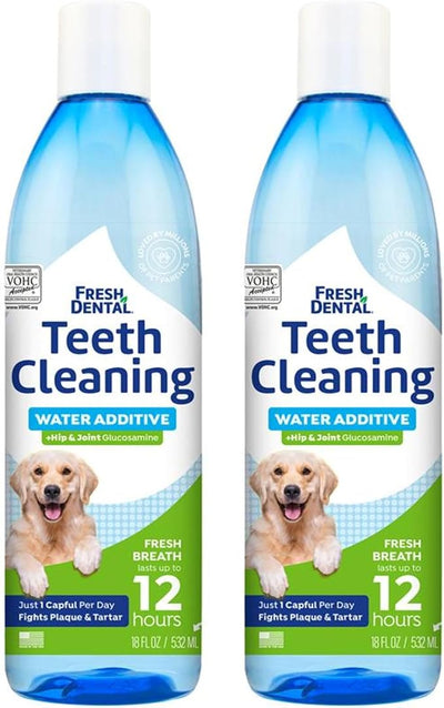 Naturel Promise Fresh Dental Dental Health Solution + Hip & Joint for Dogs - 2-Pack, 18oz Each - Teeth Cleaning Solution, Better Value for Daily Use
