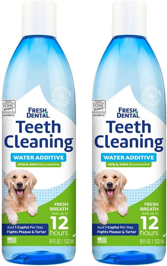 Naturel Promise Fresh Dental Dental Health Solution + Hip & Joint for Dogs - 2-Pack, 18oz Each - Teeth Cleaning Solution, Better Value for Daily Use