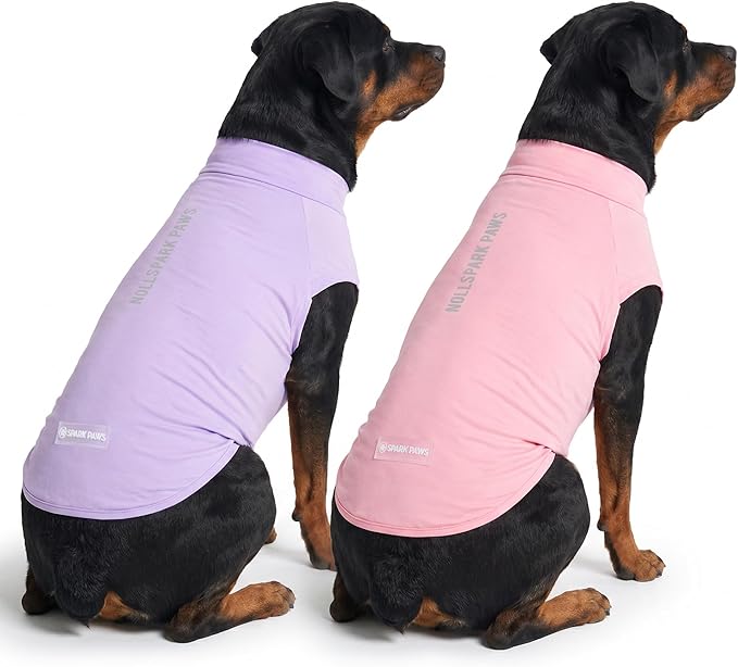 Spark Paws Sunblock Dog T-Shirt, SPF30 Protection, Lightweight Breathable Quick Dry for Dogs with Sensitive Skin - Purple & Pink (Set of 2) - 5XL