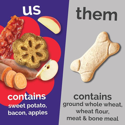 Fruitables Skinny Mini Dog Treats, Healthy Sweet Potato Treat for Dogs, Low Calorie & Delicious, Puppy Training, No Wheat, Corn or Soy, Made in the USA, Apple & Crispy Bacon Flavor, 20oz