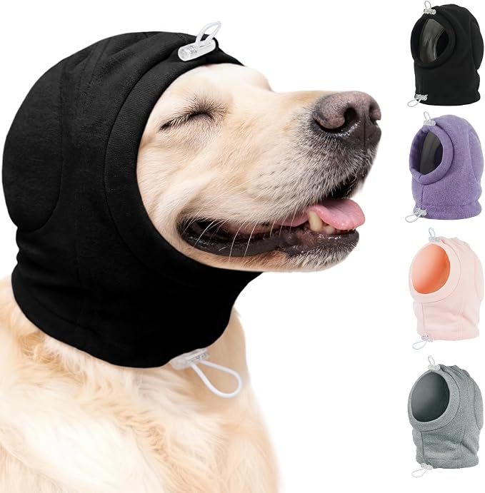 MIGOHI XL Dog Ear Muffs Hematoma with Soft Pad - No Shake Ear Wrap for Dogs, Ear Protection for Dogs Noise Anxiety,Adjustable Dog Head Cover for Separation,Vet Visit,XL,Black