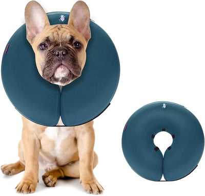 MIDOG Inflatable Dog Cone, Soft Donut Recovery Collar Alternative After Surgery to Help Prevent Licking, Comfy E Collar with Neck Pillow Design, Blue, M+