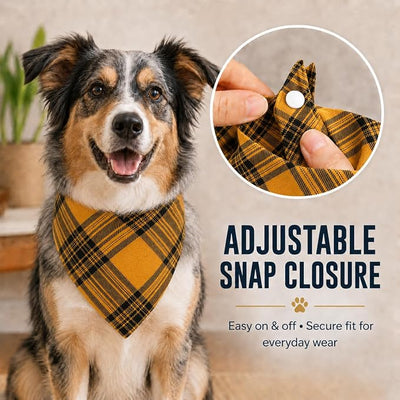 Classic Plaid Pattern Dog Bandana - Adjustable Soft Triangle Pet Scarf for Boys and Girls,Medium