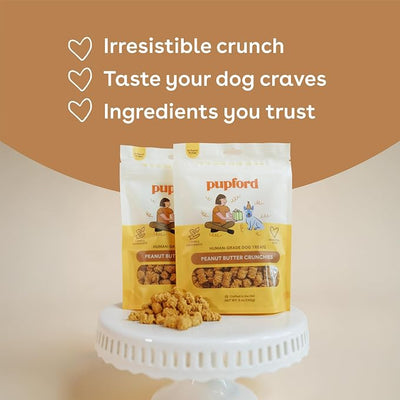 Pupford Peanut Butter Crunchies, All-Natural, Human-Grade Crunchy Treat for Dogs & Puppies (8 oz)