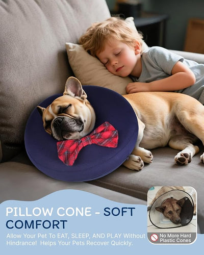 MIDOG Dog Cone Collar for Large Medium Dogs, Soft Inflatable Dog Cone Alternative After Surgery, Adjustable Protective Recovery Cone - Alternative E Collar Does Not Block Vision (Bow Tie,M+)
